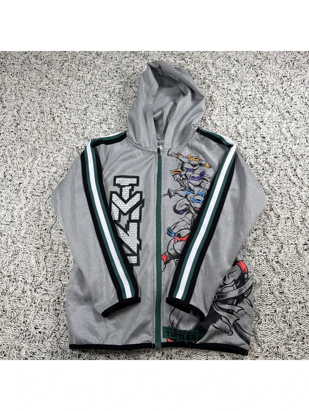 Nickelodeon Teenage Mutant Ninja Turtles Kids Gray Hoodie Size 8 Full Zip
